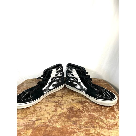 Vans Sk8-Hi Flame Black White Sneakers Men’s 10.5 - Picture 2 of 4
